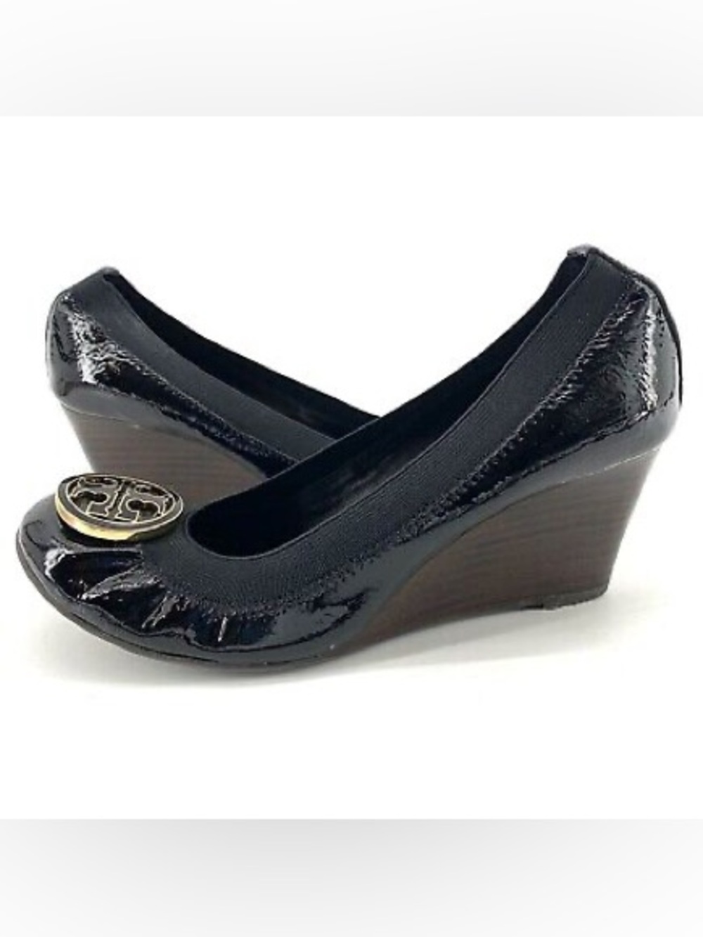 Tory Burch Black Patent Wedges Size 11